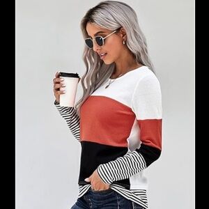 Color Block Loose Long Sleeve Shirt